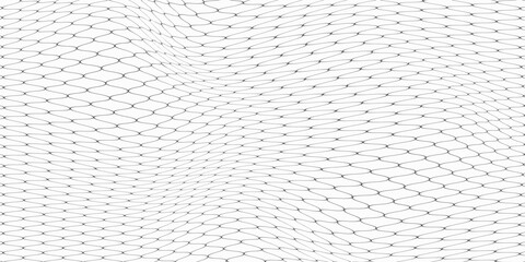 Fishing or soccer net. Repeated hexagon pattern. Black wired mesh texture isolated on white background. Metallic or fabric fence, cage or lattice structure. Vector graphic Illustration. © andi