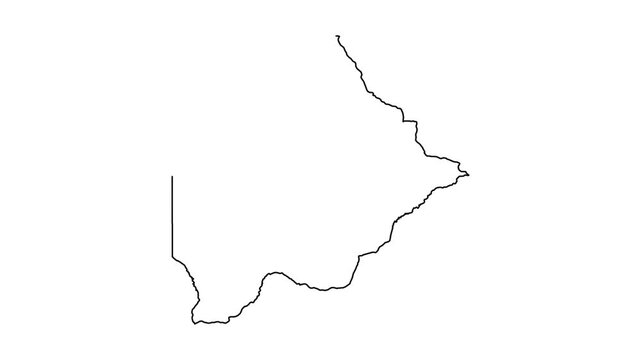Botswana map outline animation drawing black line on white background for travel projects.