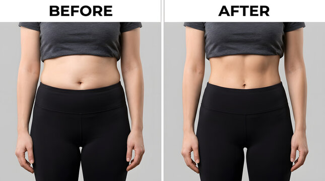 Weight loss transformation before and after belly | Fat loss results on female abdomen | Body contouring and stomach toning success | Fitness progress and waist slimming comparison