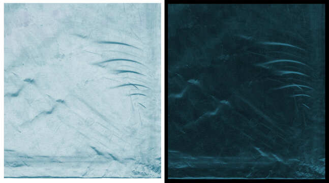 Abstract cyanotype texture with organic wave patterns, blue monochromatic art background, experimental photography print with grainy surface