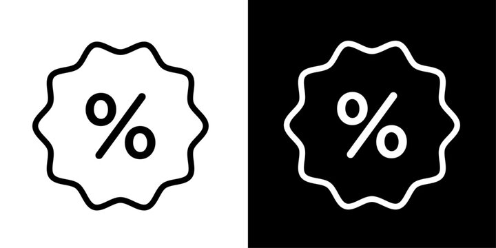 Percentage badge icon with wavy border, for discount label, sale offer, and promo deal apps