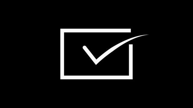 Tick mark icon animation on isolated black background. Check mark icon animation. right check mark icon transparent background. isolated tick mark or confirm icon animation. 