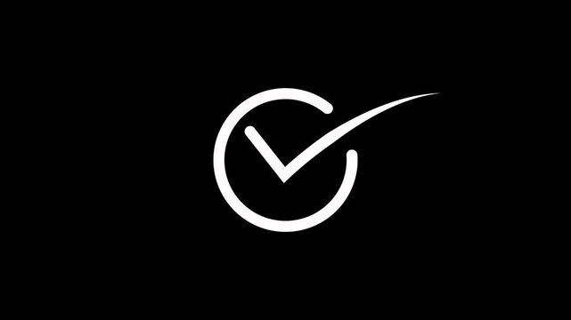 Tick mark icon animation on isolated black background. Check mark icon animation. right check mark icon transparent background. isolated tick mark or confirm icon animation. 
