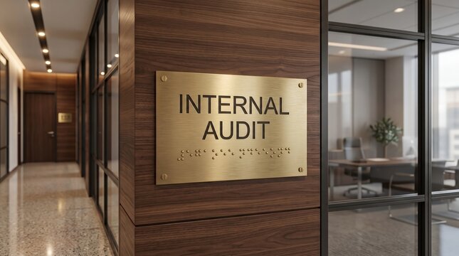 Internal Audit office sign in modern corporate interior