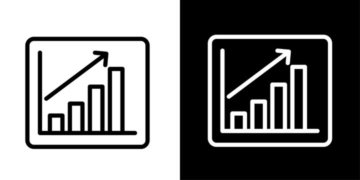 Growth chart icon in frame, for sales report, business performance, and financial dashboard apps