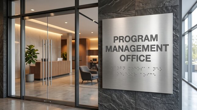 Program Management office sign in modern corporate interior