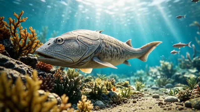 cephalaspis underwater close up in scotland ancient waters