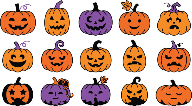 halloween pumpkins seamless pattern