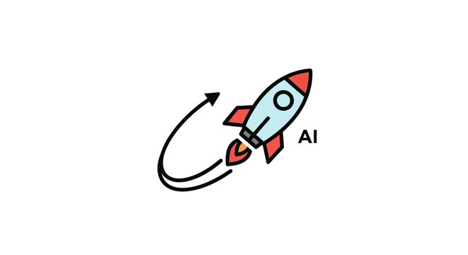 Rocket Ship Launching Into Space.