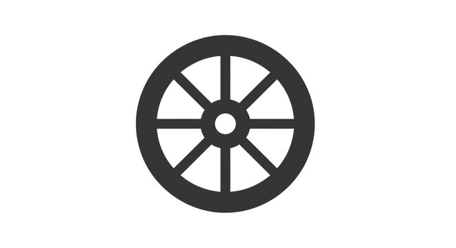 Black wheel with six spokes circular.