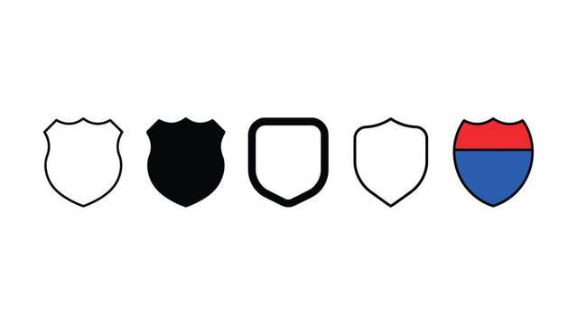 Set of various police and highway shield badge icons design elements