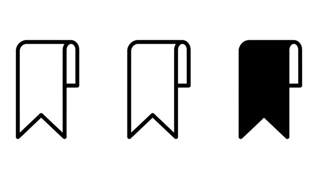 Ribbon bookmark icons set for UI and navigation in linear and solid styles with bookmark navigation interface