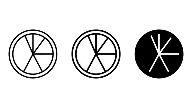 Radial spoke wheel or gear progress icon in different styles with progress interface geometry indicator business
