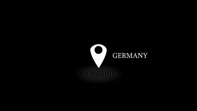 Minimalist germany map with glowing lines animation on dark background
