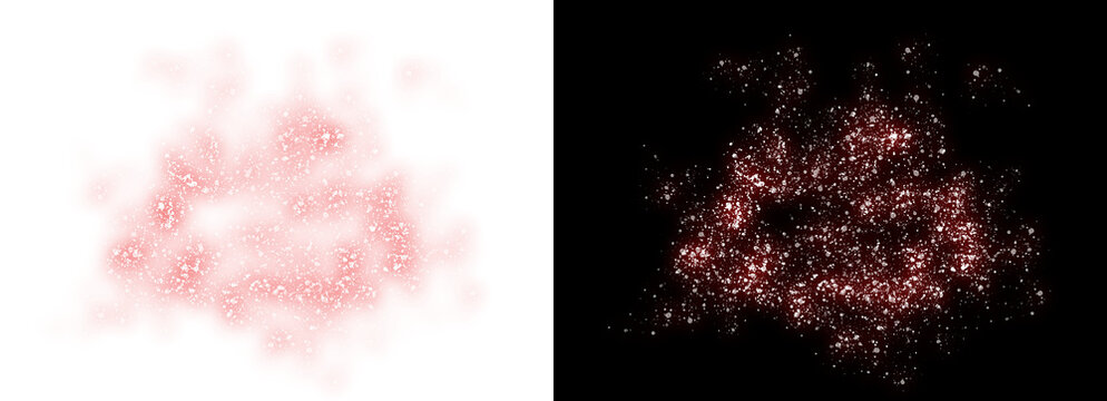 Transparent png overlay of glowing red dust particles with sparkling light effect and soft floating powder texture in abstract design for creative and festive decoration sparkle shiny particle dot