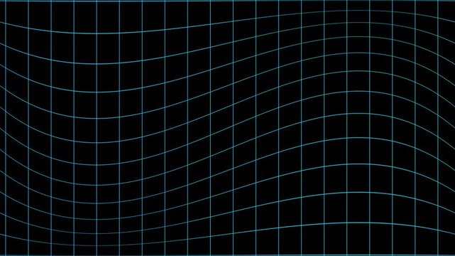 Wavy blue grid lines ripple calmly across a dark background. Cyber security data tracks well over this smooth technological matrix. Wavy blue grid lines deform softly.