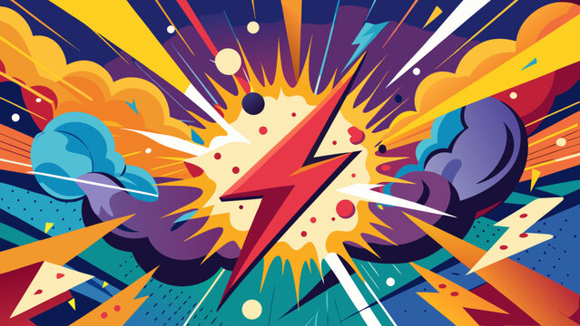 Blast zap lightning bolt explosion excitement abstract background design. vector

