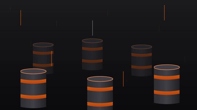 bold corporate orange rain falling on metal drums