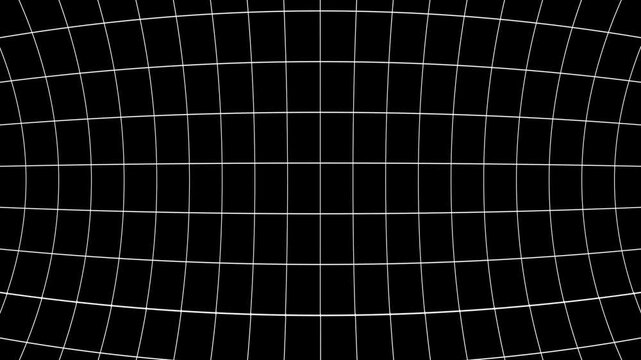 White grid lines bend gracefully on a deep black background. Modern engineering charts gain depth from this perspective matrix backdrop. Clean white grid lines warp smoothly.