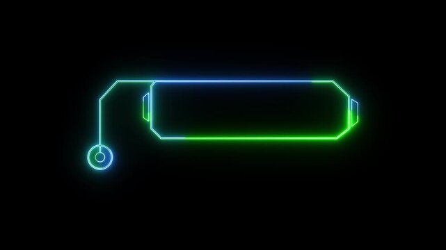 Futuristic speech bubble frames shine with a blue and green neon border. Interactive chat bot dialogues gain a highly stylized graphic layout template. The speech bubble glows.