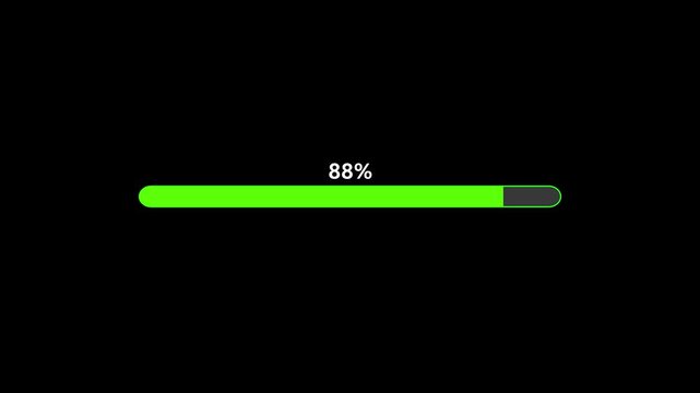 Green progress bar lines monitor industrial machinery status values. Manufacturing safety is enhanced by this highly visible monitoring graphics. The green progress bar moves along.
