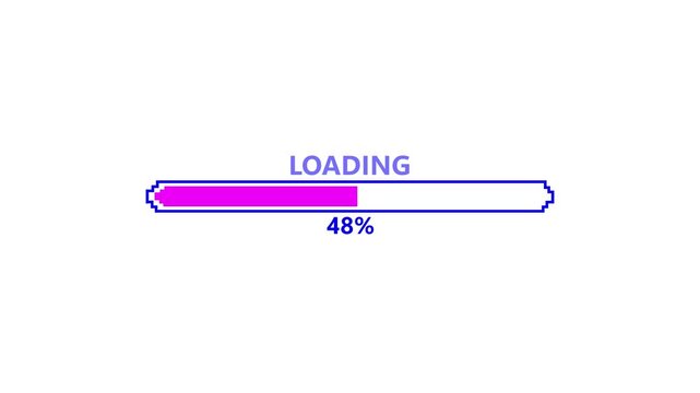 Pink progress bar screens track classic retro computer booting operations. Nostalgic gaming systems look authentic with this bold pixel font loader. The pink progress bar updates.