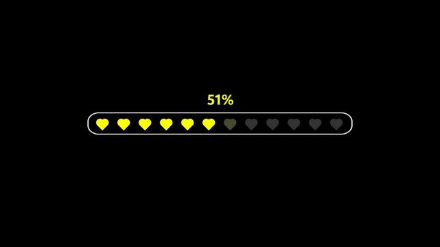 Yellow progress bar paths count up to twenty-six percent with hearts. Soft artistic templates match wonderfully with this delicate tracking element. The yellow progress bar grows.