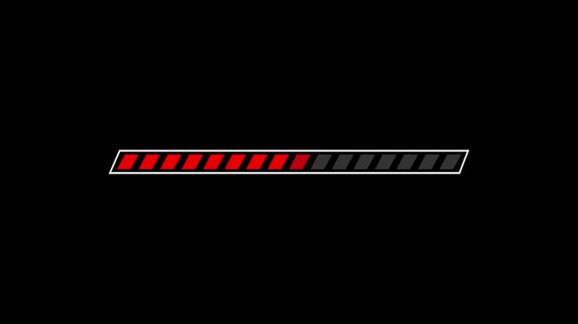 Red progress bar charts track system operations using geometric slices. Industrial automation modules monitor performance through this bright tool. The red progress bar loads.