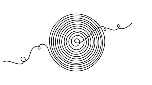 Flowing spiral squiggle icon sign motion graphic continuous one line drawing on white background minimalist single art business consulting presentations and problem solving guides animation video
