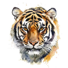 Tiger, clipart watercolor vector, isolated on a white background. © brixel