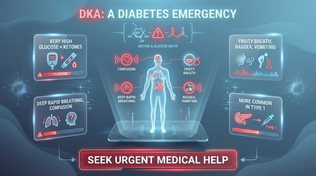 Diabetic ketoacidosis emergency warning infographic