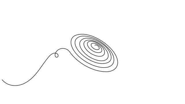 Flowing spiral squiggle icon sign motion graphic continuous one line drawing on white background minimalist single art business consulting presentations and problem solving guides animation video