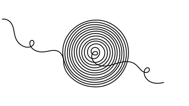 Flowing spiral squiggle icon sign motion graphic continuous one line drawing on white background minimalist single art business consulting presentations and problem solving guides animation video