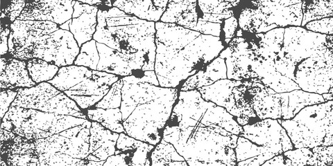 Obraz premium Abstract black and white texture with broken cracked ground lines creating a distressed vintage surface pattern