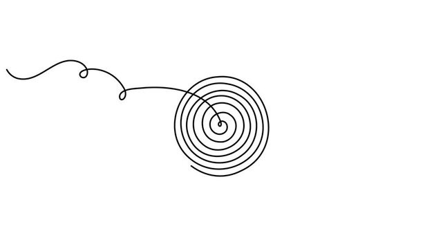 Flowing spiral squiggle icon sign motion graphic continuous one line drawing on white background minimalist single art business consulting presentations and problem solving guides animation video