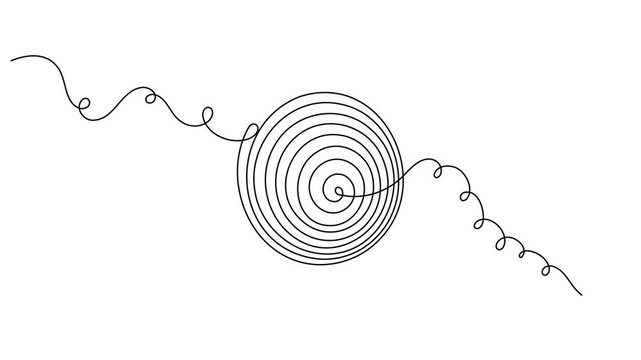 Flowing spiral squiggle icon sign motion graphic continuous one line drawing on white background minimalist single art business consulting presentations and problem solving guides animation video