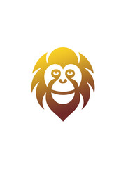 Obraz premium Ape icon monkey face label graphic style orangutang head abstract logo brand illustration