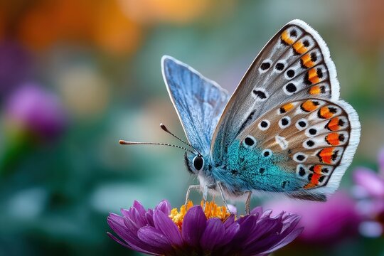 Butterfly on a Purple Flower