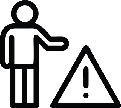 warning alert icon with person silhouette for safety and caution sign