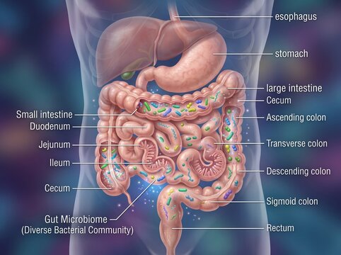 Detailed human digestive tract anatomy and microbiome analysis with digestive