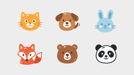 Fototapeta premium Cute animal faces collection