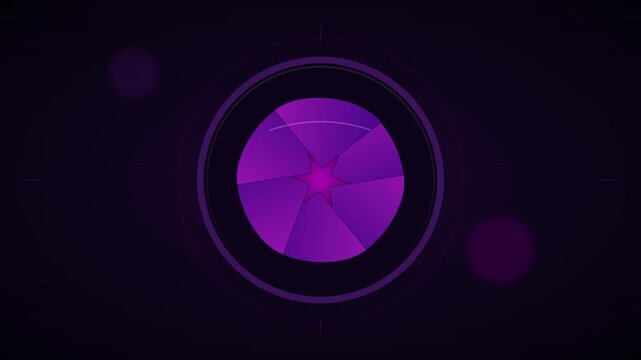 camera photography lens icon with purple shutter motion