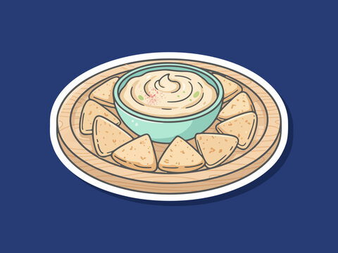 Vector illustration of tuna salad in a bowl food isolated on white background with bold flat shapes and clean design. Ideal for restaurant branding and stickers design
