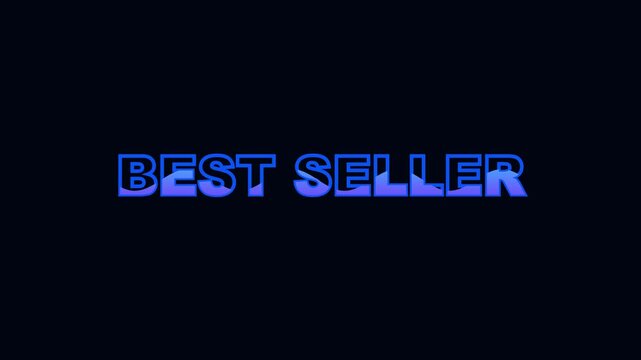 Best seller typographic animation featuring bold blue letters on a dark background for digital marketing.