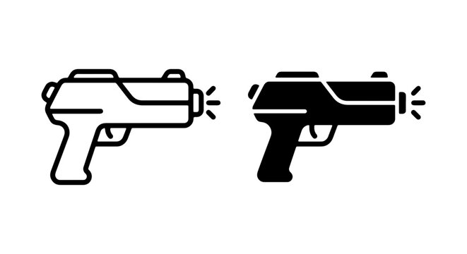 Futuristic Ray Gun Icons, Sci-Fi Blaster Vector Set, Retro Space Weapon Graphics