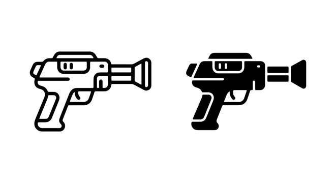 Futuristic Ray Gun Icons, Sci-Fi Blaster Vector Set, Retro Space Weapon Graphics