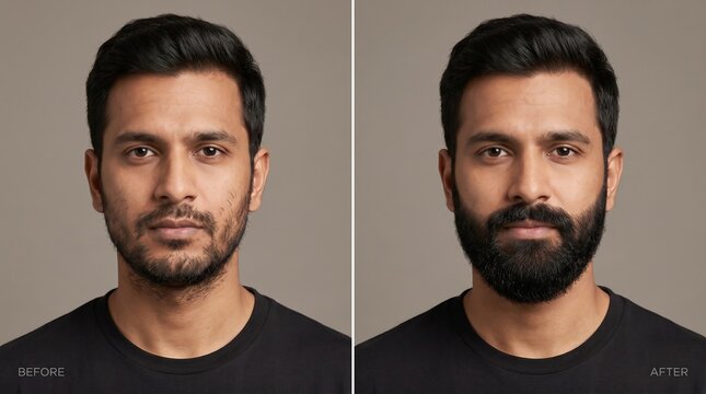 Before and After Beard Restoration Treatment Showing Fuller Facial Hair Growth Results
