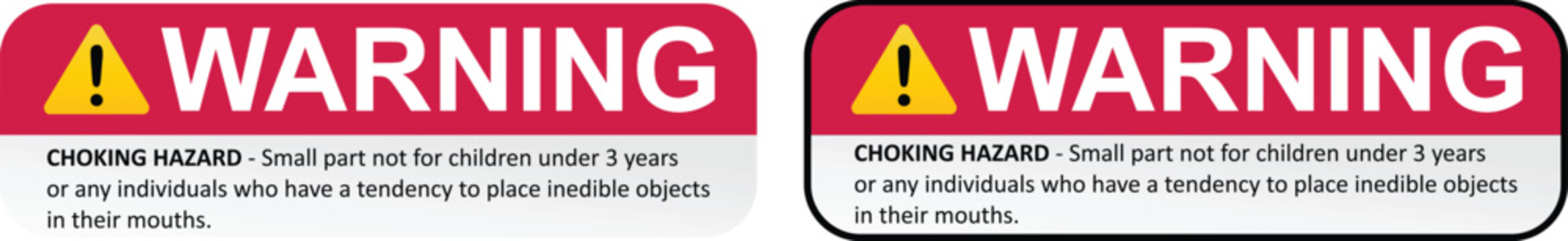 Warning sign for toys . Warning sign Not for children under 3 year . Choking Hazard . Warning sticker for toys . Warning label for toys 