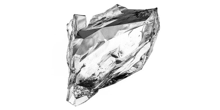 Realistic Rough Ice Block Chunk Isolated on Transparent Background, Floating Clear Quartz Crystal Gemstone Stone, Shiny Glass Mineral Fragment Clipart, Crushed Diamond Piece Overlay