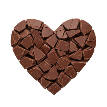 Chocolate heart shape made of broken pieces